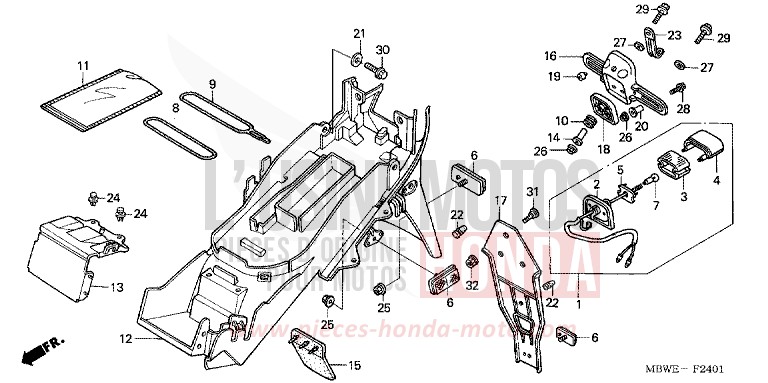 REAR FENDER (CBR600F42-3/FS/FR) for CBR600F VR Special PEARL FLASH YELLOW (Y163B) from 2002